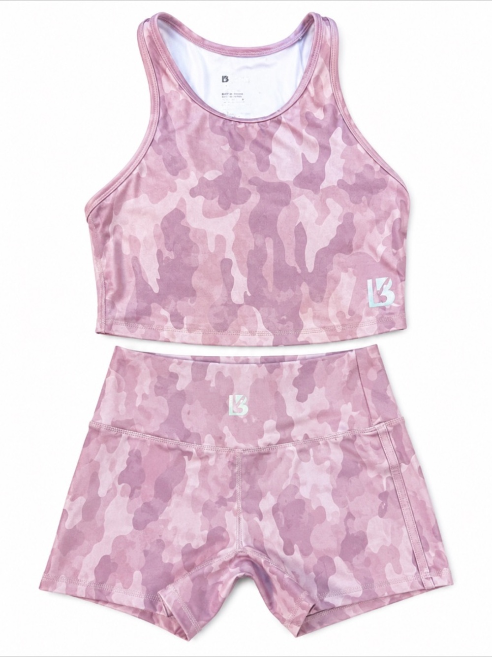Buffbunny Collection Pink Camo Activewear Set – Sports Bra & Biker Shorts